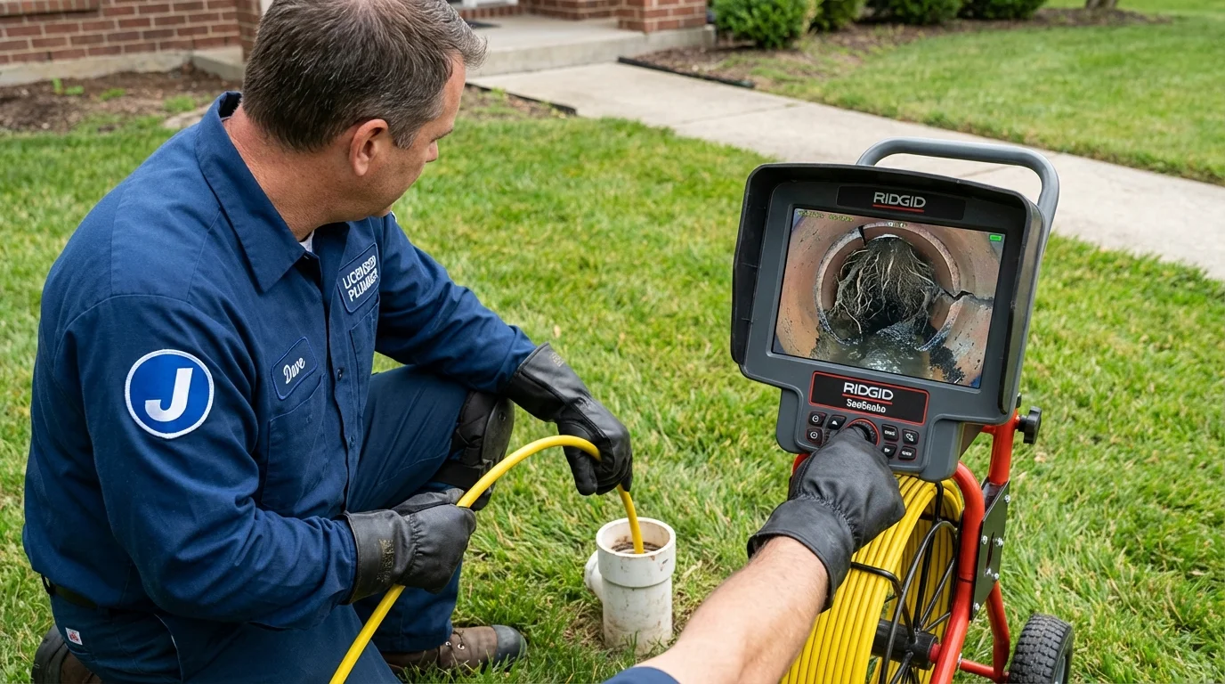 Sewer camera inspection being performed by Johns Plumbing LLC in Okarche