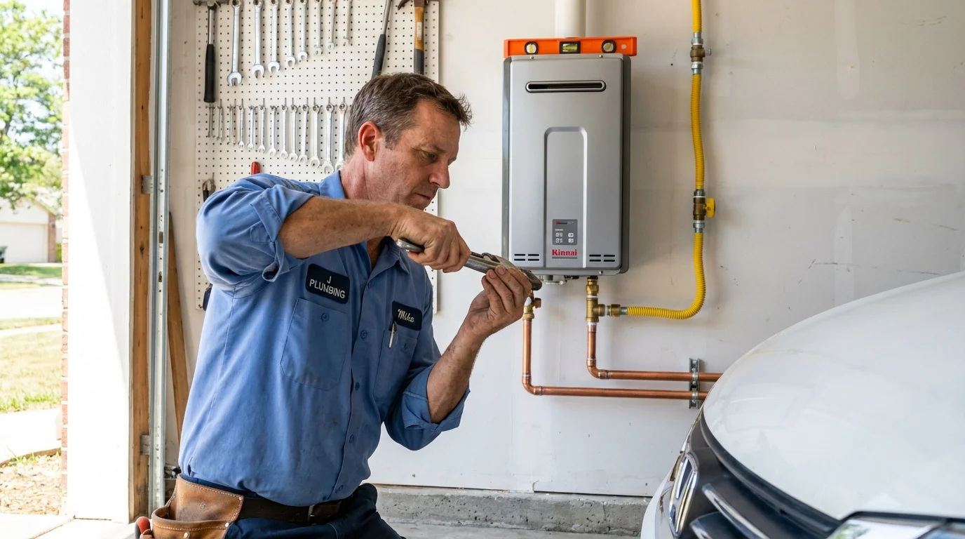 Tankless water heater installation by a Johns Plumbing LLC plumber in Okarche
